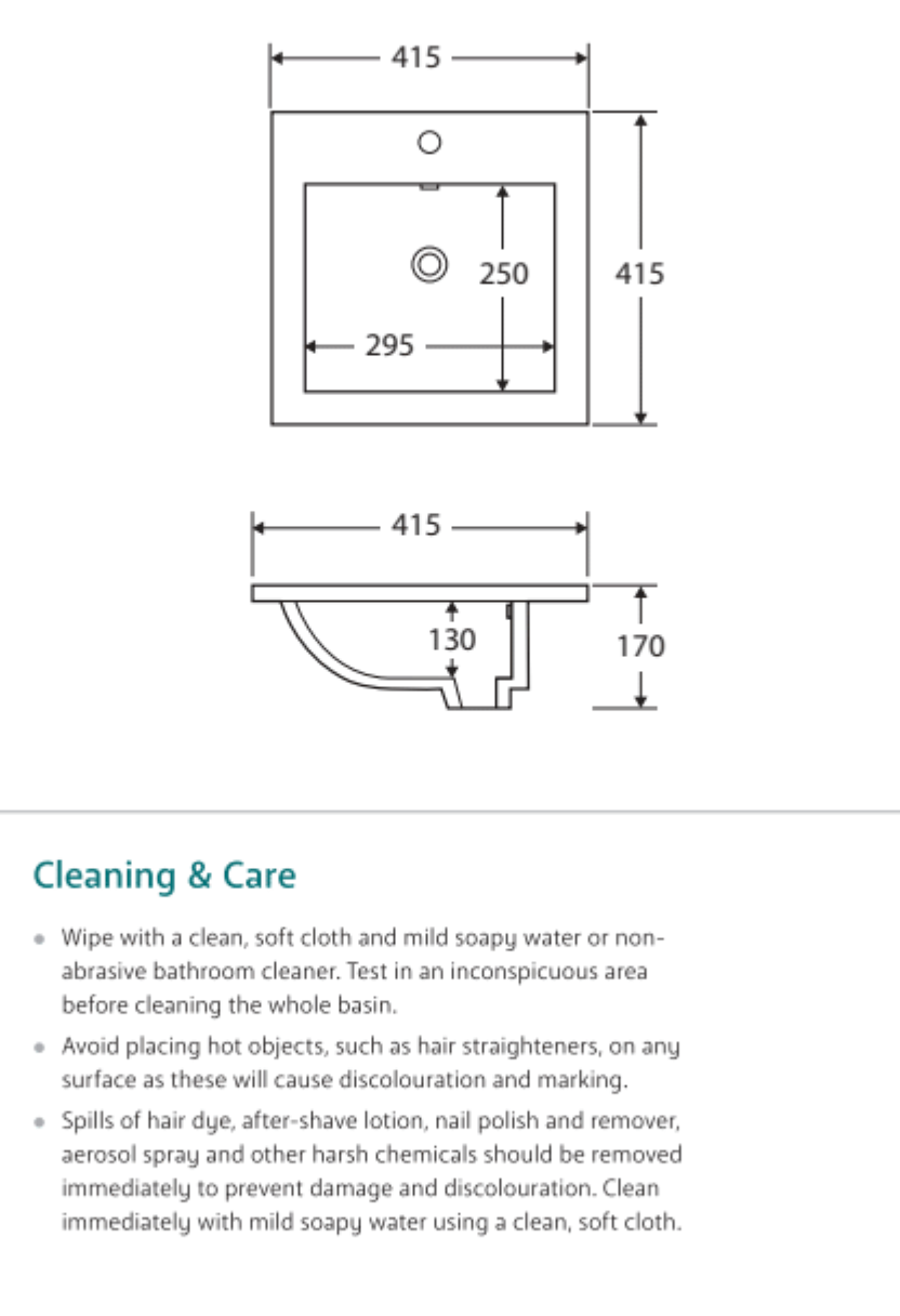 Fienza TR4583 Allison Inset 1 Tap Hole Ceramic Basin, White