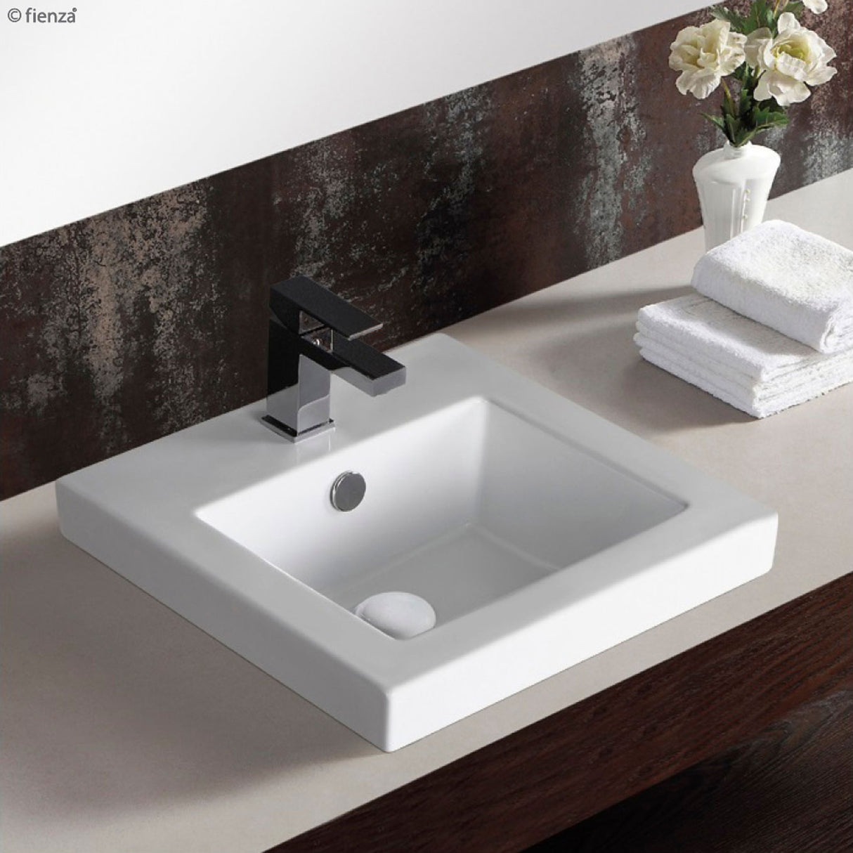 Fienza TR4975 Alison Semi Inset 1 Tap Hole Ceramic Basin, White