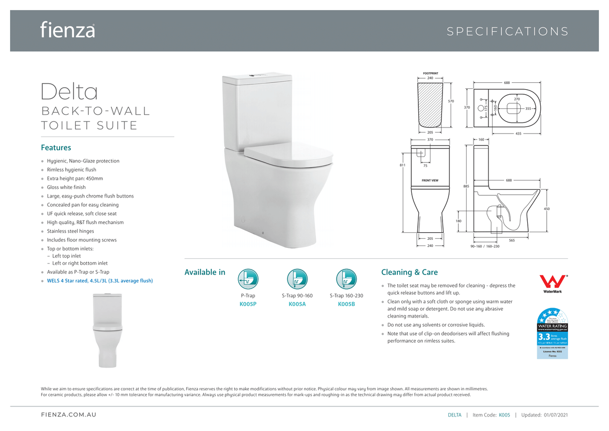 Fienza Delta Back-to-Wall Suite