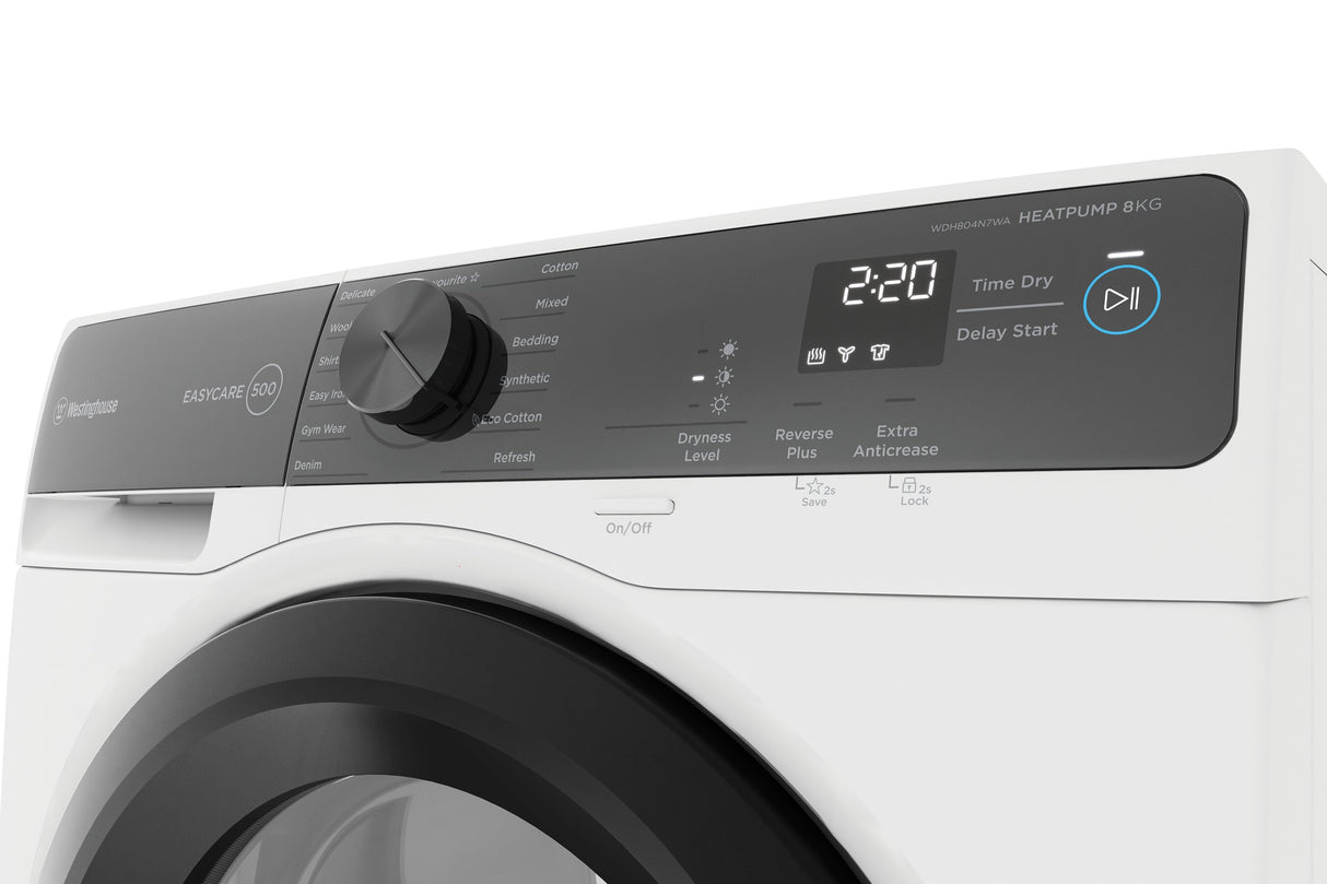 Westinghouse WDH804N7WA 8kg EasyCare 500 Series Heat Pump Dryer - Westinghouse Factory Seconds