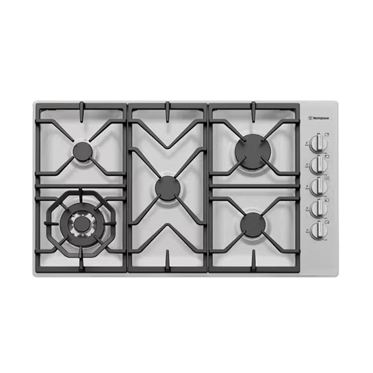 Westinghouse WHG955SB 90cm Stainless Steel Gas Cooktop - Factory Seconds