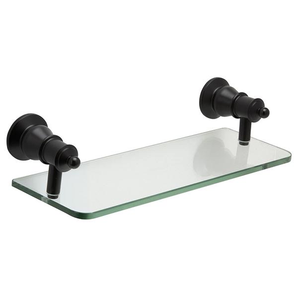 Fienza 81007B Lillian Glass Shelf, Matte Black