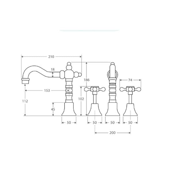 Fienza 336101BK Lillian Shepherds Crook Basin Set, Matte Black