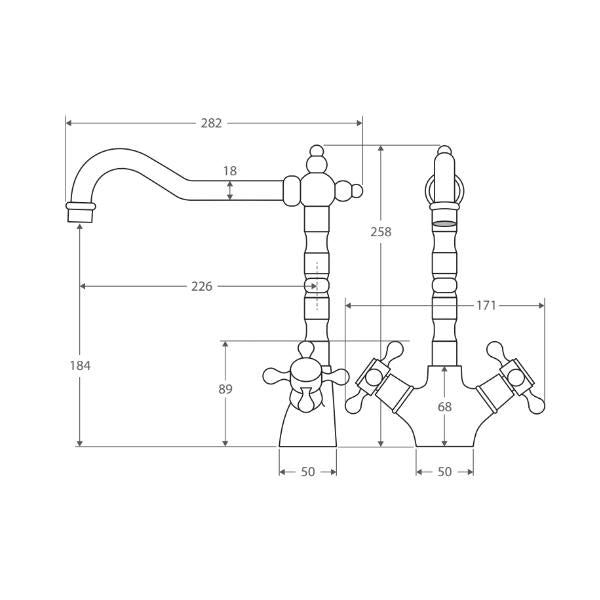 Fienza 336106BB Lillian Shepherds Crook Sink Mixer, Champagne