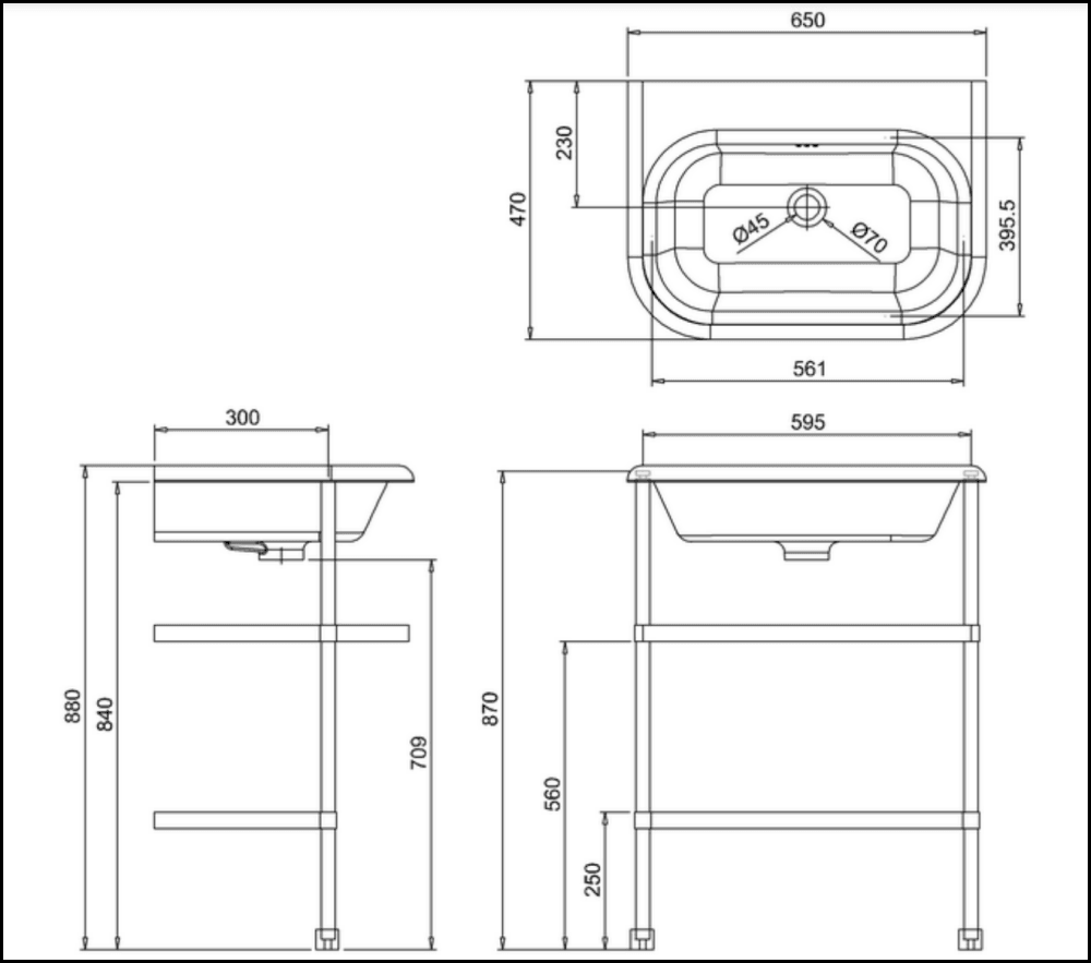 Abey Burlington 132107 Classic Basin With Stainless Wall Stand Basins