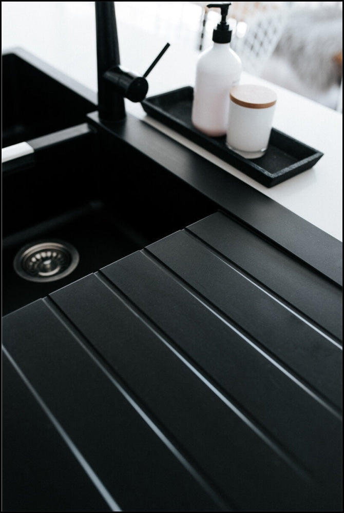 Abey D200B Schock Signus 1 And 3/4 Bowl Sink With Drainer Granite Kitchen Sinks