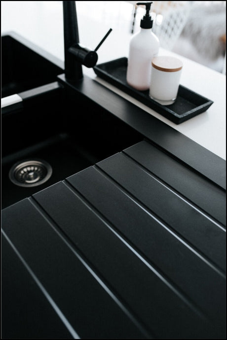 Abey D200B Schock Signus 1 And 3/4 Bowl Sink With Drainer Granite Kitchen Sinks