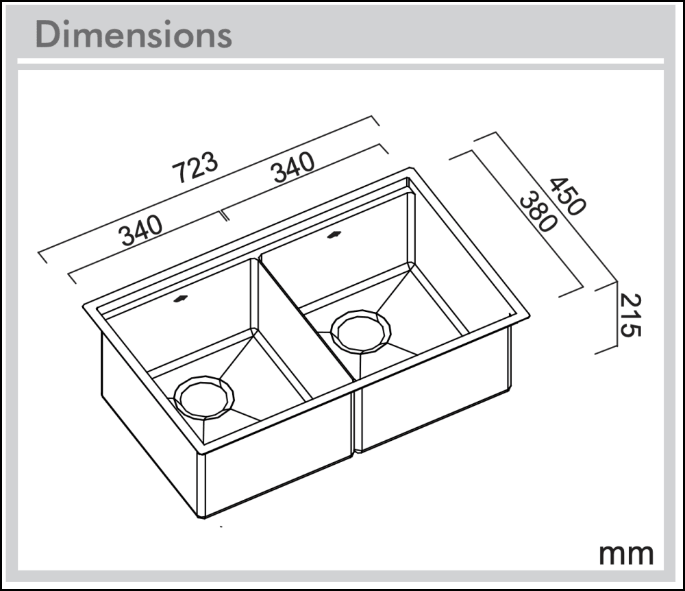Abey Piazza Plus Pz340D Double Bowl Sink Pack Top Mounted Kitchen Sinks