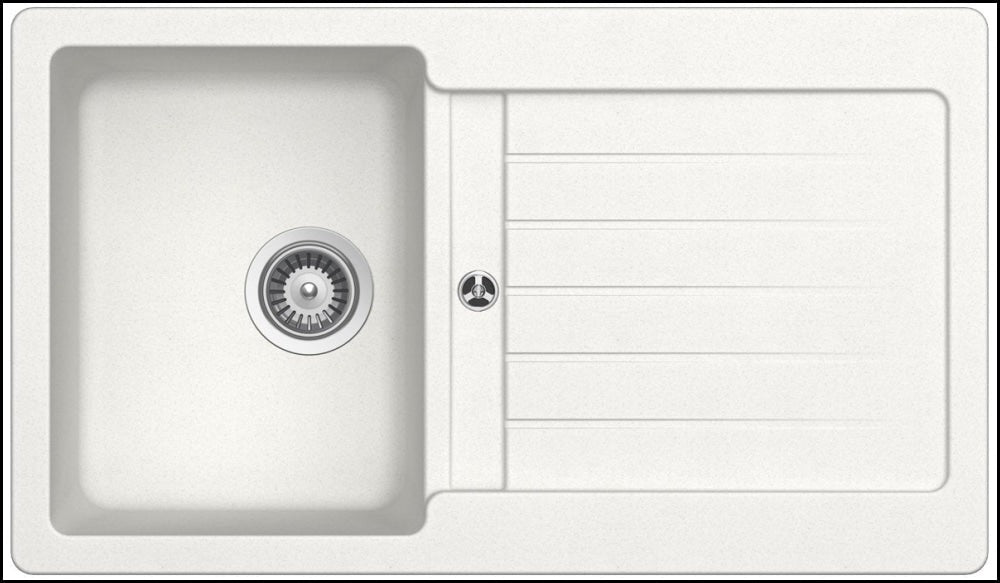 Abey Td100W Schock Typos Single Bowl Sink With Drainer - Alpina White Granite Kitchen Sinks