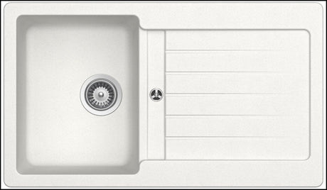 Abey Td100W Schock Typos Single Bowl Sink With Drainer - Alpina White Granite Kitchen Sinks