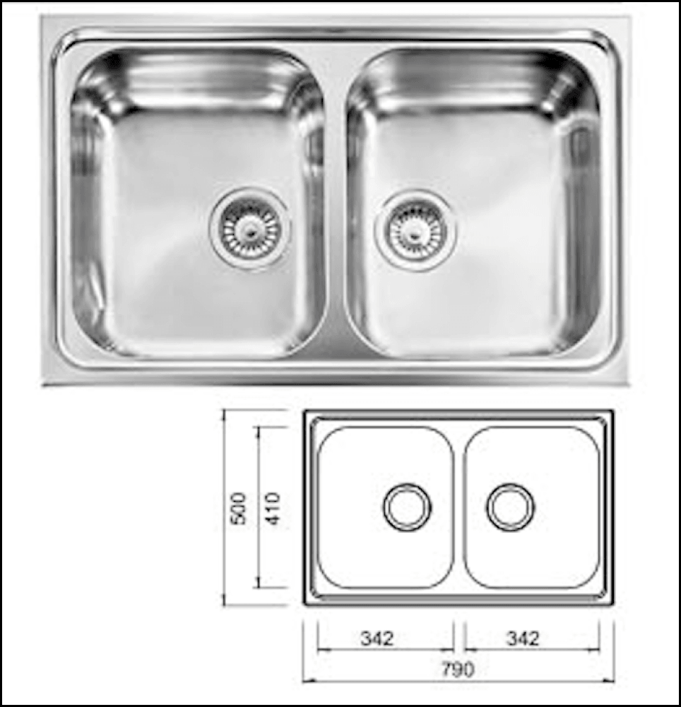 Abey Ze2 Zenith Top Mount Double Bowl Sink Mounted Kitchen Sinks