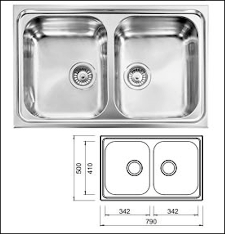 Abey Ze2 Zenith Top Mount Double Bowl Sink Mounted Kitchen Sinks