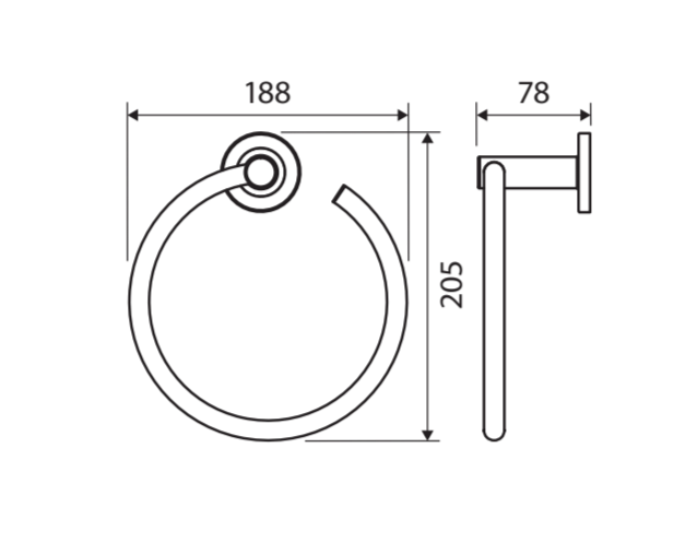 Fienza Axle Hand Towel Ring 83102MB - Matte Black