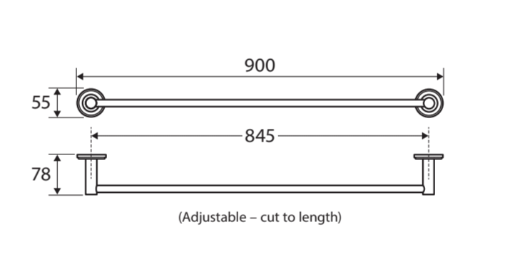 Fienza Axle Single Towel Rail 900mm 83101BN - Brushed Nickel