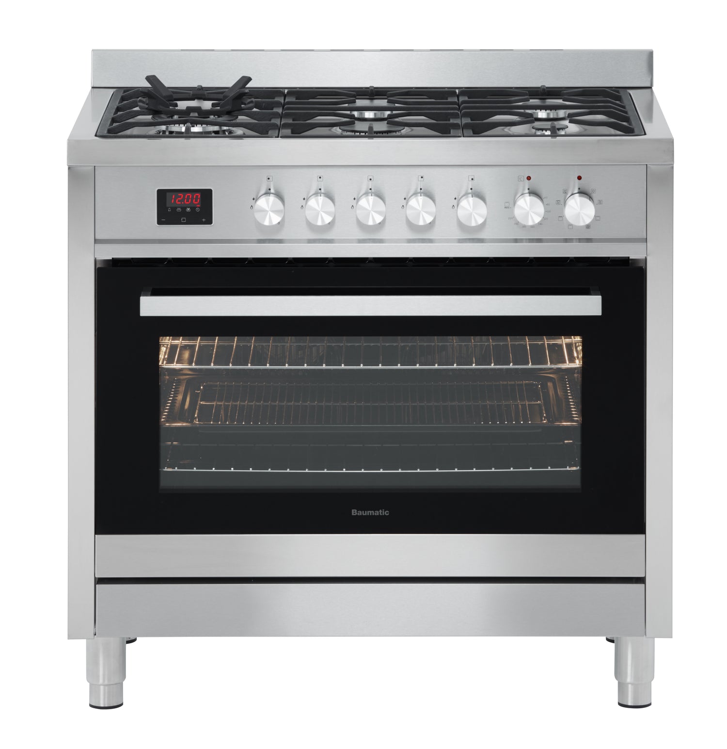 Baumatic BAF90EG-2 90cm Stainless Steel Dual Fuel Freestanding Stove