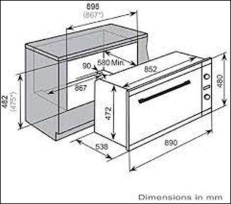 Baumatic Bso99 Studio Solari 90Cm Black Glass Electric Oven Large