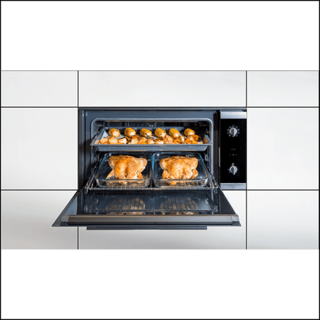 Baumatic Bso99 Studio Solari 90Cm Black Glass Electric Oven Large