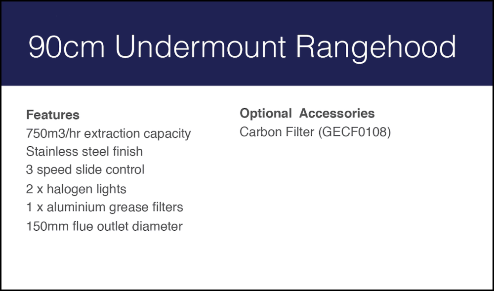 Baumatic Guh90 90Cm Undermount Rangehood - Ex Display Rangehoods