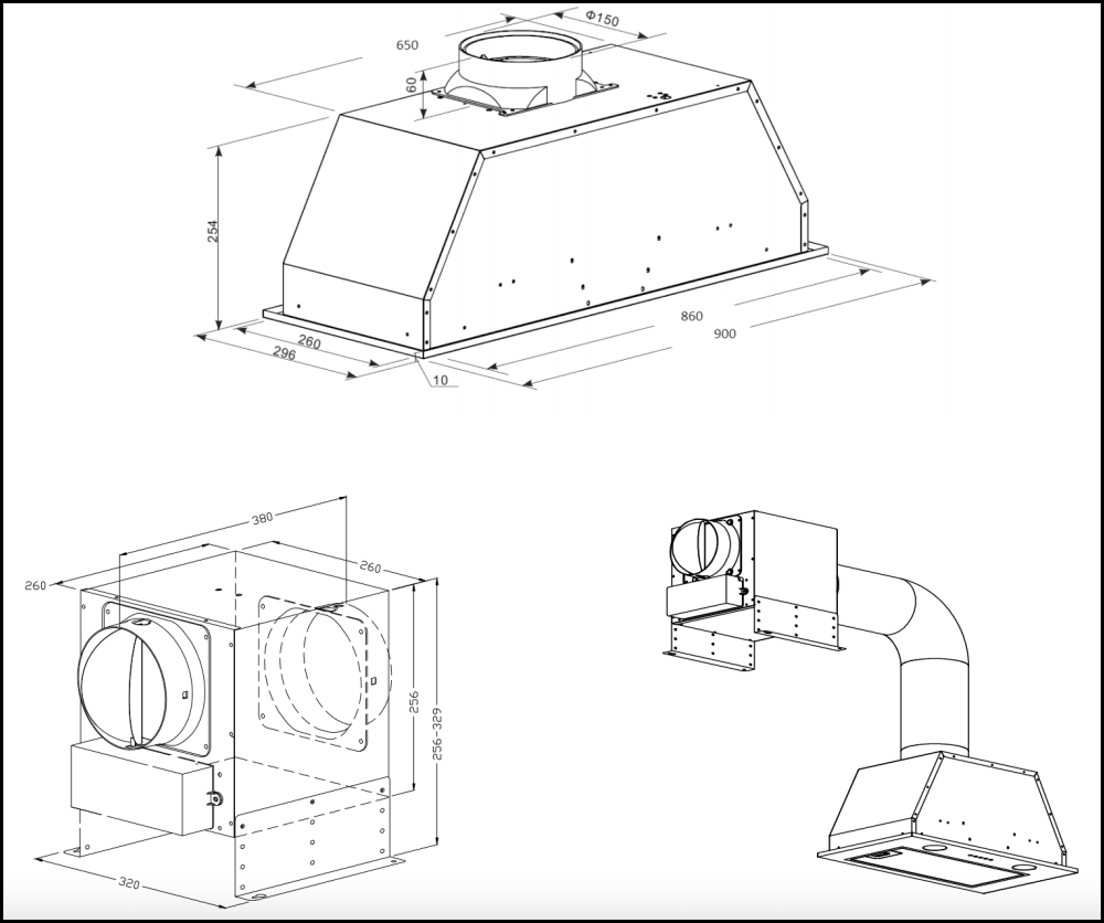Baumatic Inlu90 90Cm Off Board Motor Under Cupboard Rangehood Rangehoods