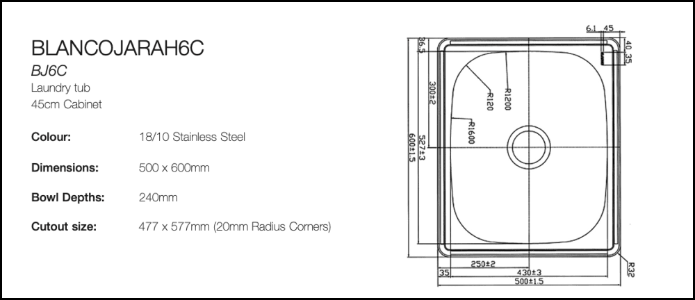 Blanco Bjarah6C Laundry Sink - No Carton Packaging Top Mounted Kitchen Sinks