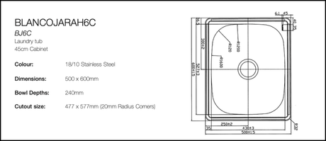Blanco Bjarah6C Laundry Sink - No Carton Packaging Top Mounted Kitchen Sinks