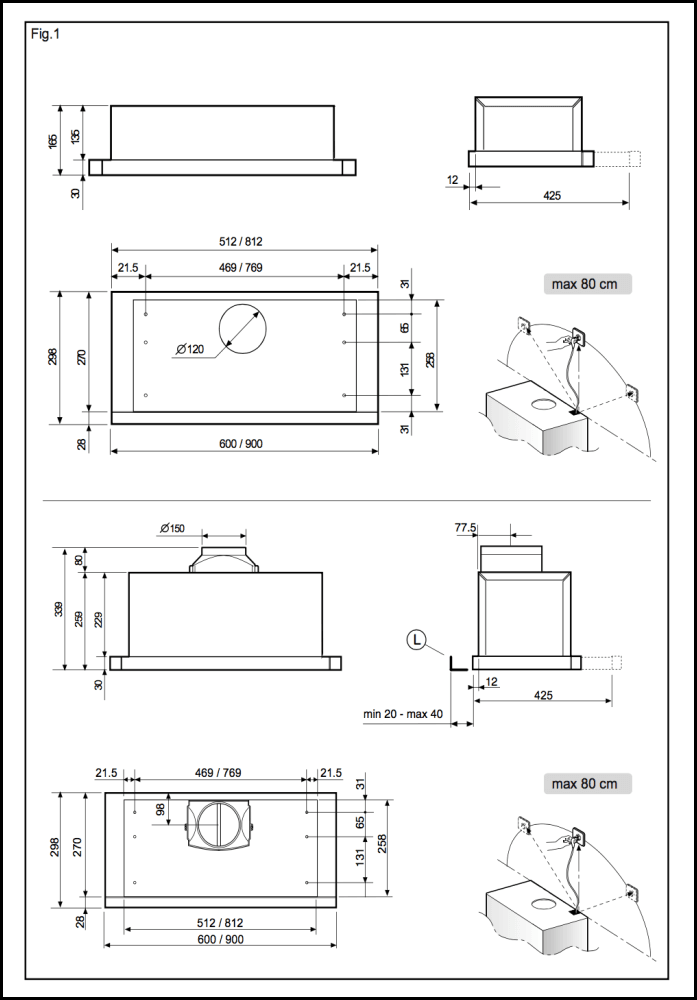 Blanco Brsh60X High Extraction Slide Out Rangehood