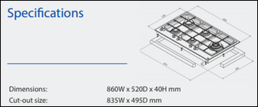 Blanco Cglp905Wxffc 90Cm Italian Made Stainless Steel Gas Cooktop