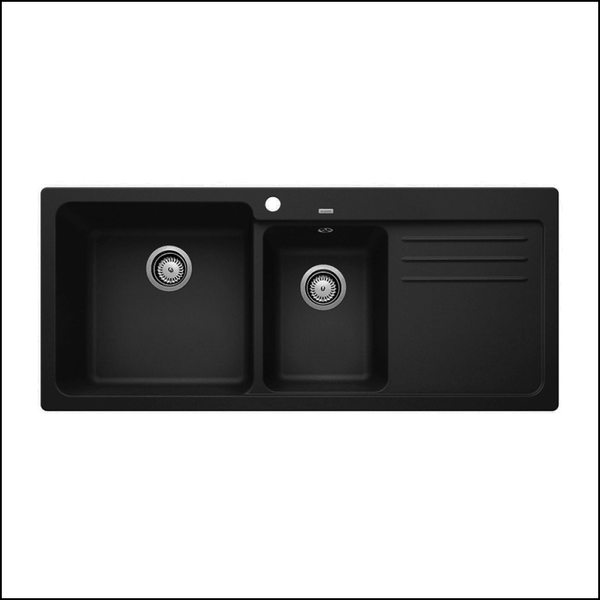 Blanco Naya8Sbk5 1 And 3/4 Super Black Inset Sink With Right Hand Drainer Granite Kitchen Sinks
