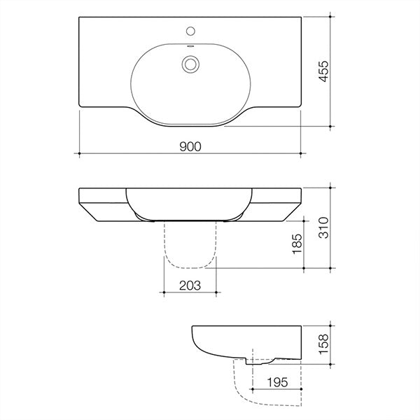Caroma Opal 900 Twin Wall Basin