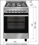 Emilia Em534Gg 53Cm Italian Made Stainless Steel Gas Stove With Kickplate