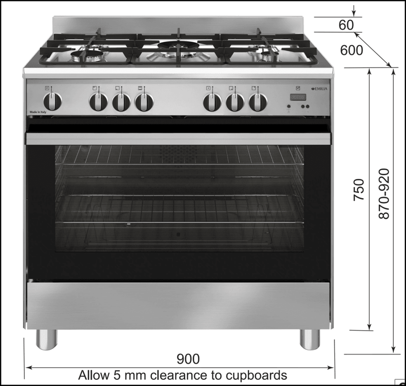 Emilia Em965Gg 90Cm All Gas Stove With Air Fryer - Order In