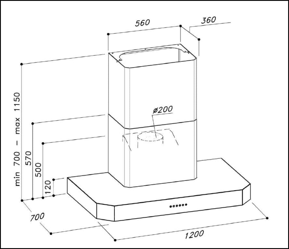 Euro Appliances E1200Bcsx 2000M3/Hr Stainless Steel 120Cm Bbq Canopy Rangehoods