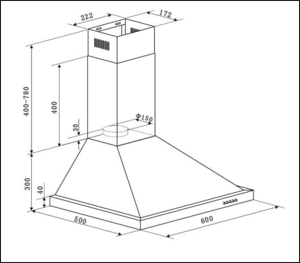 Euro Appliances Ea60Sx2 600Mm Stainless Steel Pyramid Canopy - Special Order Rangehoods