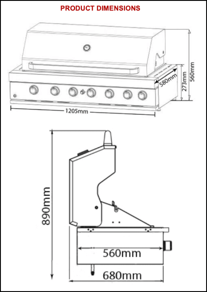 Euro Appliances Eal1200Rbq Stainless Steel 6 Burner Built-In Bbq Built In
