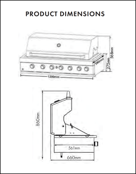 Euro Appliances Eal1200Rbqh 304 Stainless Steel 6 Burner Built-In Bbq Built In