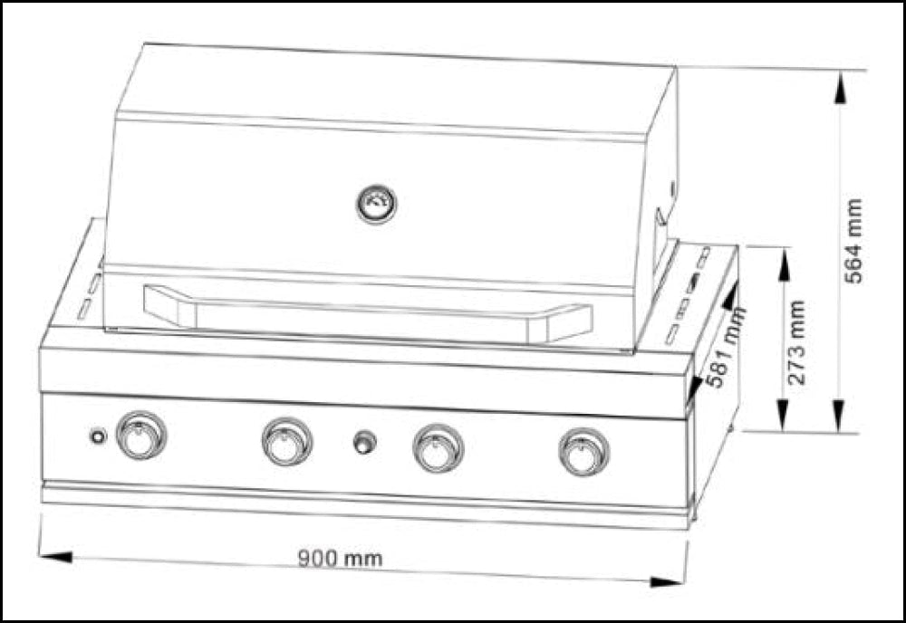 Euro Appliances Eal900Rbqbl Black 90Cm Built In Bbq In