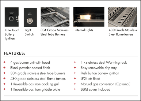 Euro Appliances Eal900Rbqbl Black 90Cm Built In Bbq In