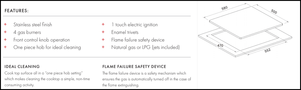 Euro Appliances Ect600Gs Stainless Steel Gas Cooktop