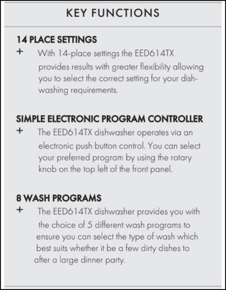 Euro Appliances Eed614Tx 60Cm Stainless Steel Dishwasher - Special Order Standard