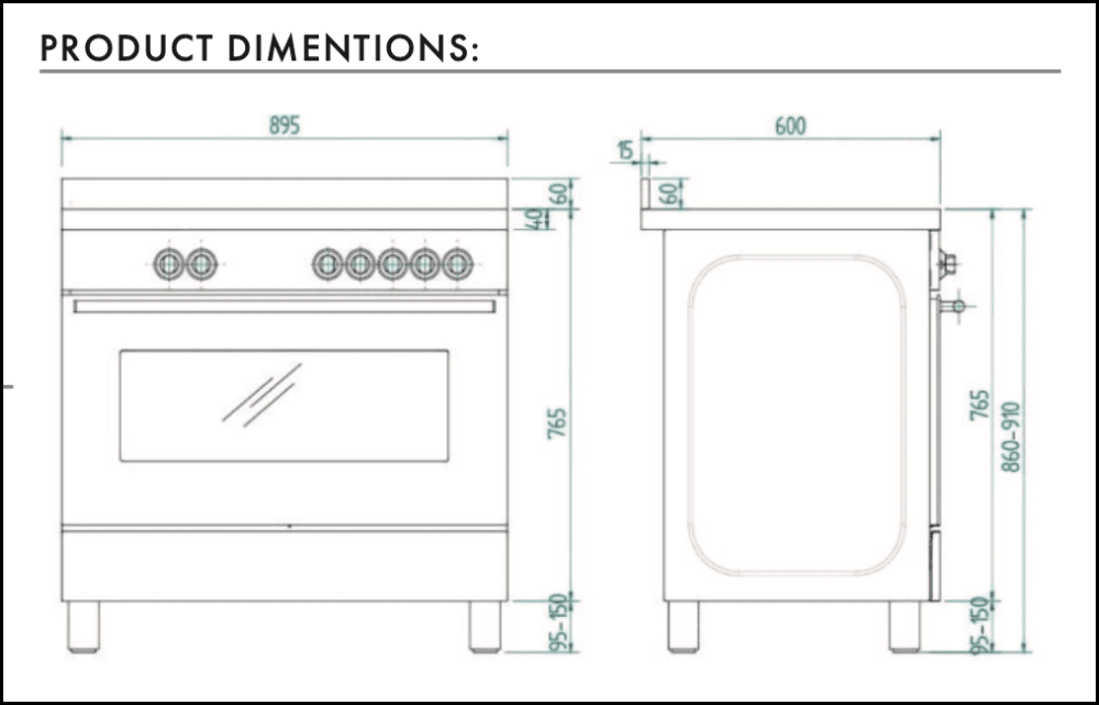 Euro Appliances Efs900Gx 90Cm Gas Freestanding Stove