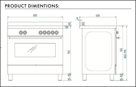 Euro Appliances Efs900Gx 90Cm Gas Freestanding Stove