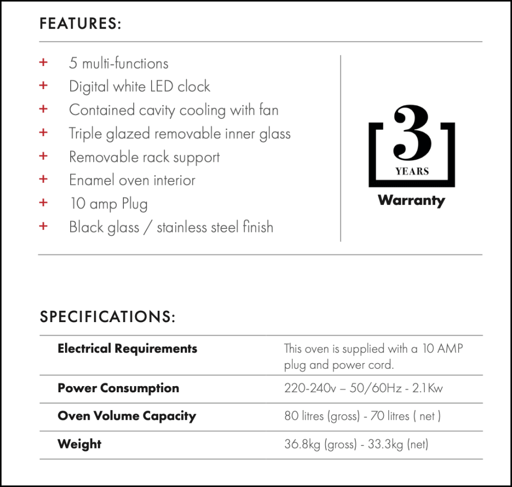 Euro Appliances Eo605Sx 60Cm Black & Stainless Steel Electric Oven Oven