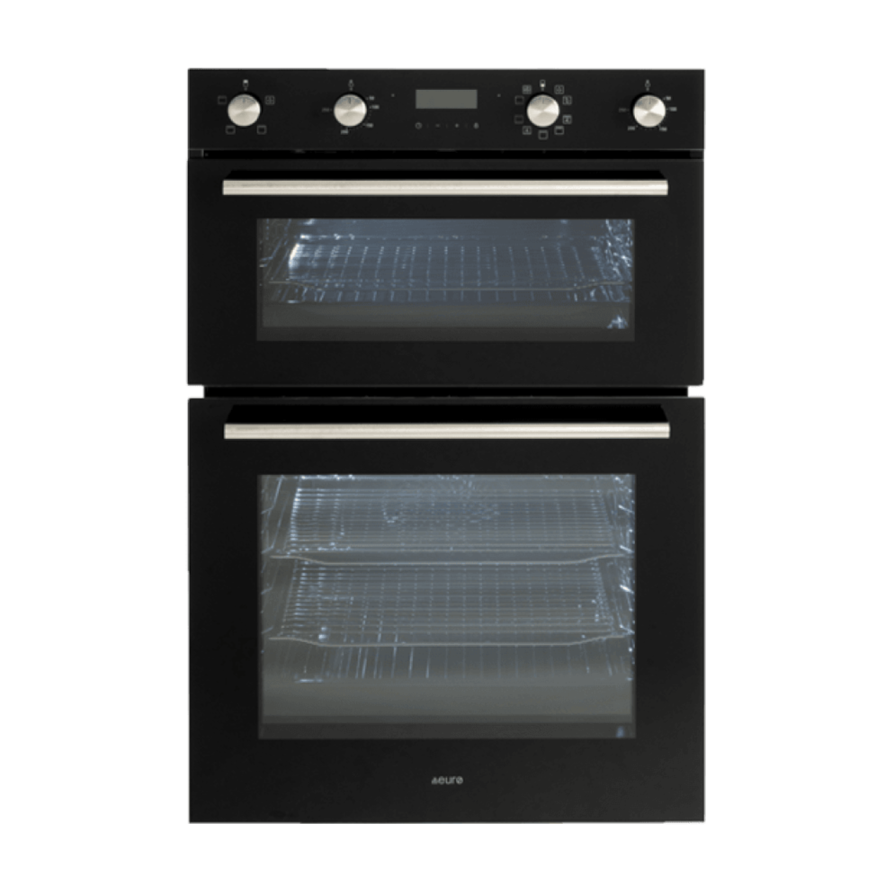Euro Appliances Eo8060Dbk Black Glass Electric Multifunction Duo Wall Oven Ovens