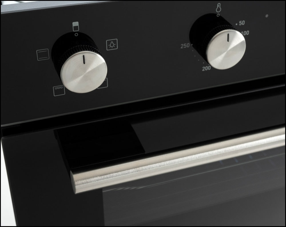 Euro Appliances Eo8060Dbk Black Glass Electric Multifunction Duo Wall Oven Ovens