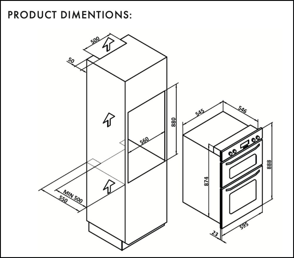 Euro Appliances Eo8060Dx Electric Multifunction Duo Wall Oven Ovens