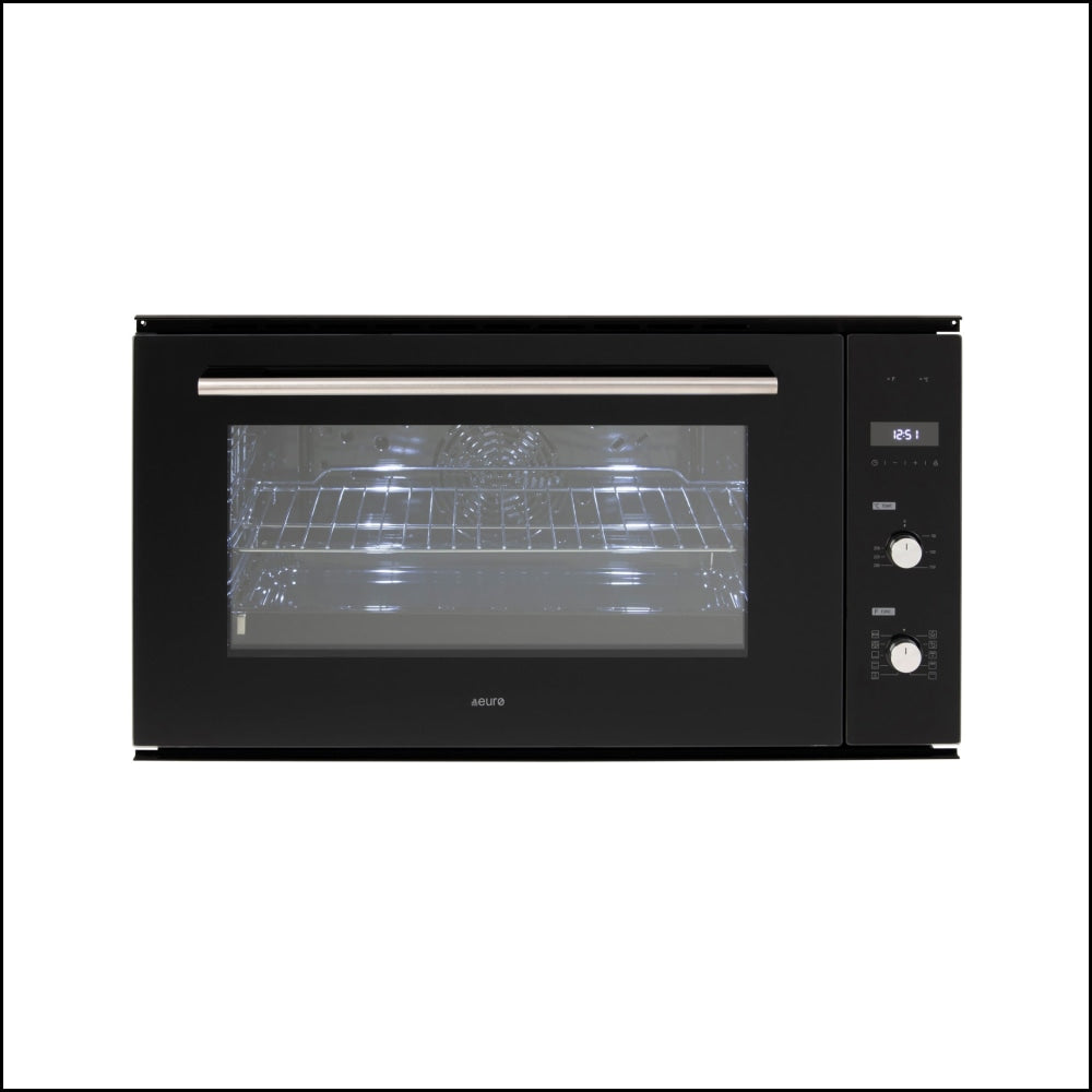 Euro Appliances Eo900Lsx 90Cm Black Glass Electric Multi-Function Oven Large