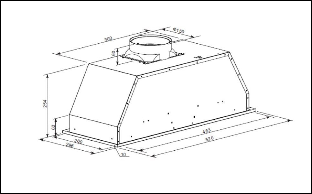 Euro Appliances Ep52Ums2 52Cm Under Mount Rangehood Undermount Rangehoods