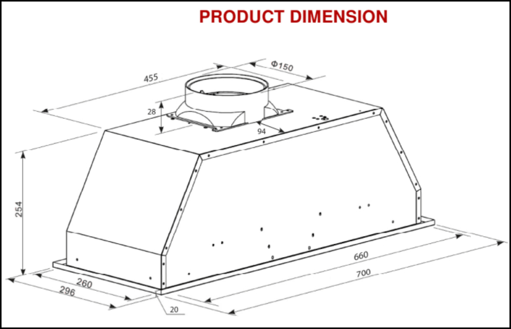 Euro Appliances Ep70Ums 700Mm Undermount Stainless Steel Rangehood Rangehoods