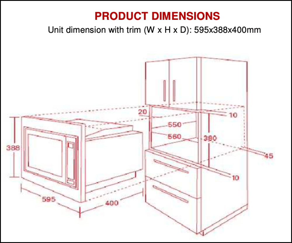 Euro Appliances Es28Mtsx Inbuilt Microwave Oven + Grill With Trim Kit Compact Built In