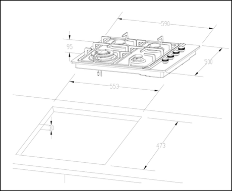 Euro Appliances Ev3Wctsfd Stainless Steel Gas Cooktop